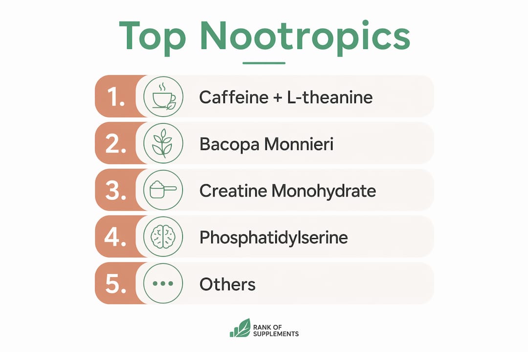 Infografica gerarchica dei migliori nootropici