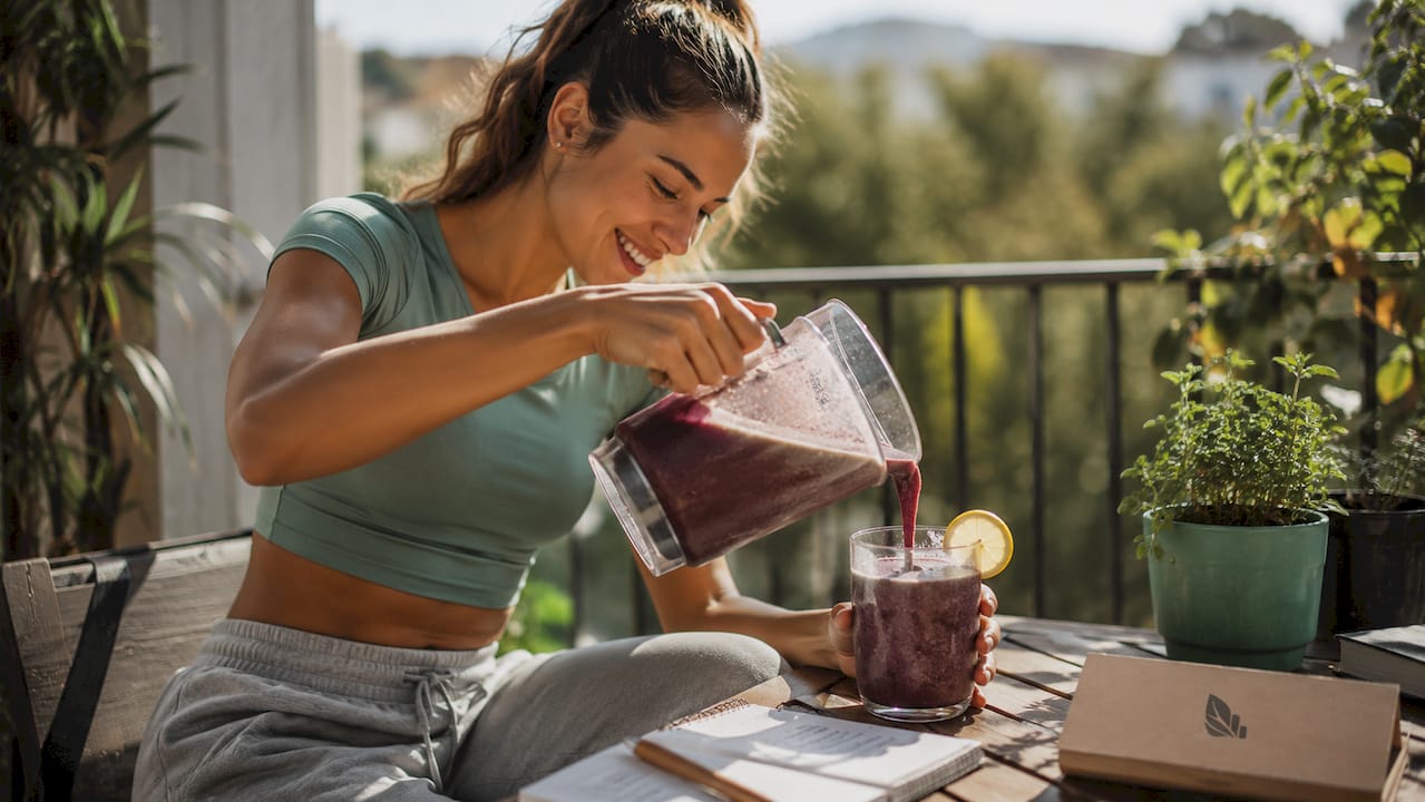 Athlete preparing sports nutrition meal in kitchen
