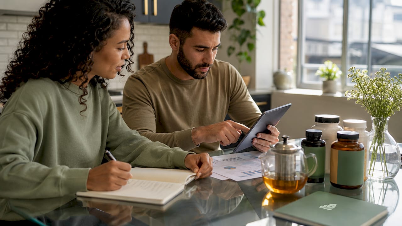 Couple planning personalized supplement dosage