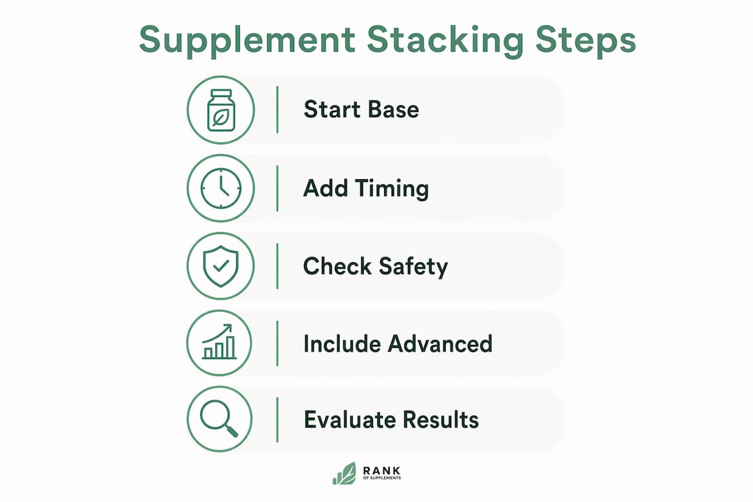 Infographic showing five step weight loss supplement stacking guide