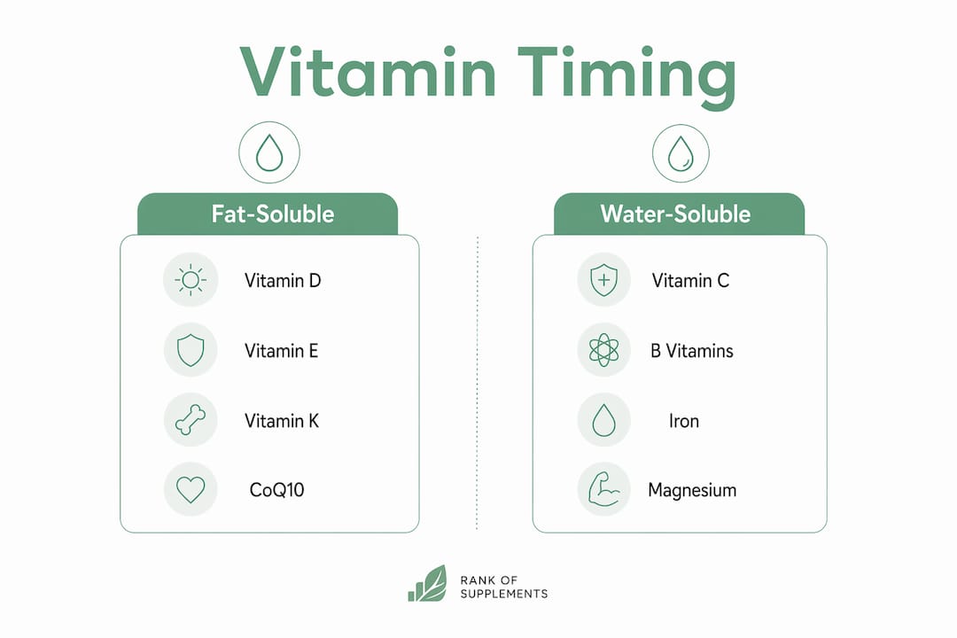 Infographic comparing fat-soluble and water-soluble vitamins
