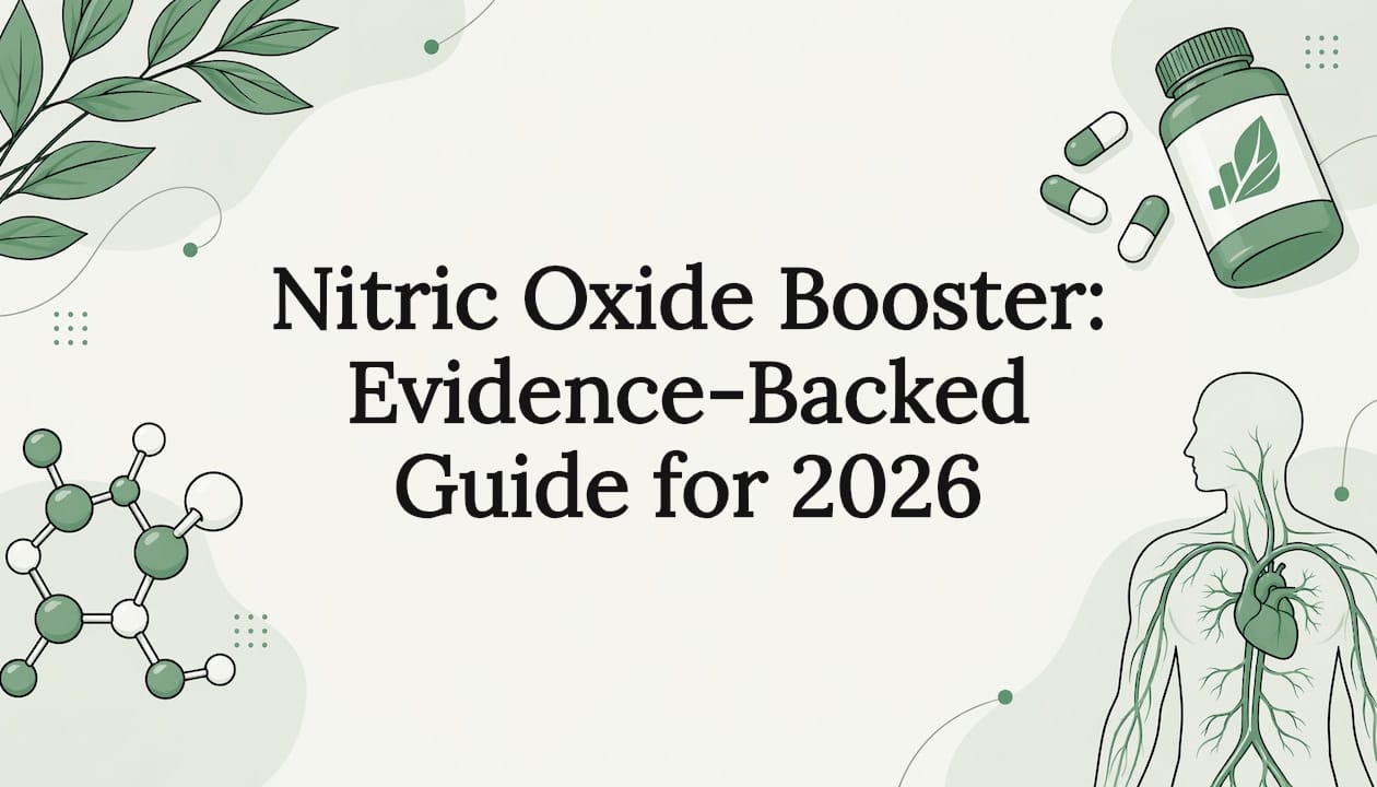 Decorative title card illustration for nitric oxide booster