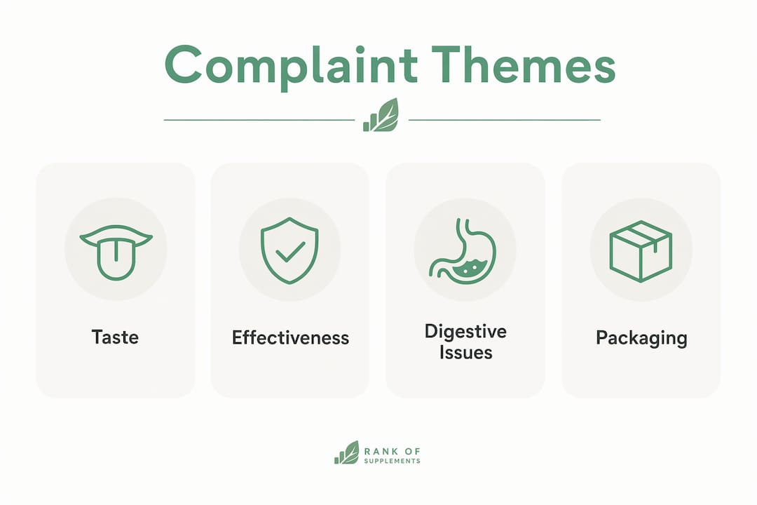 Infographic showing main complaint themes in negative reviews