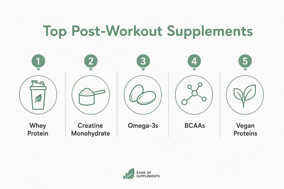 Infographic showing ranked top post-workout supplements