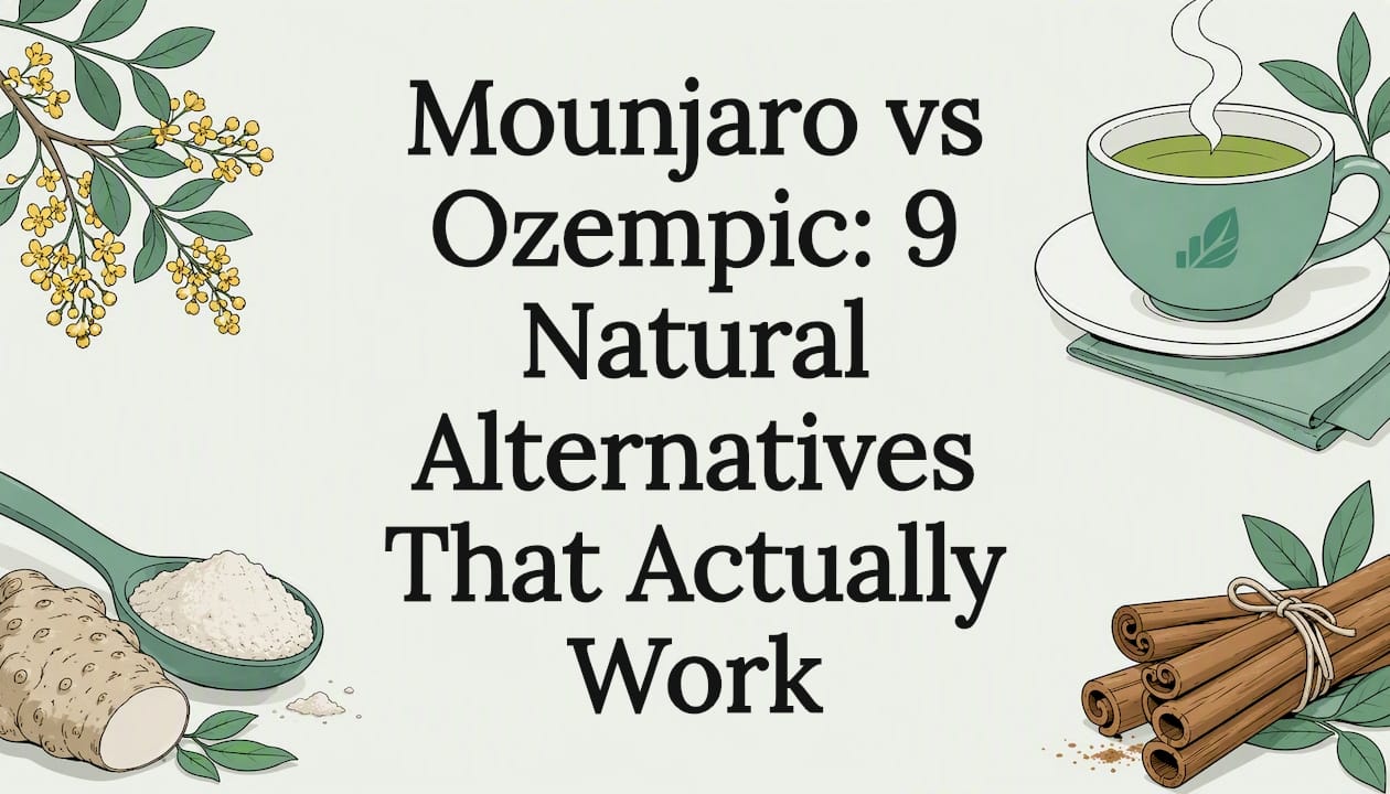Decorative title card with natural supplement illustrations