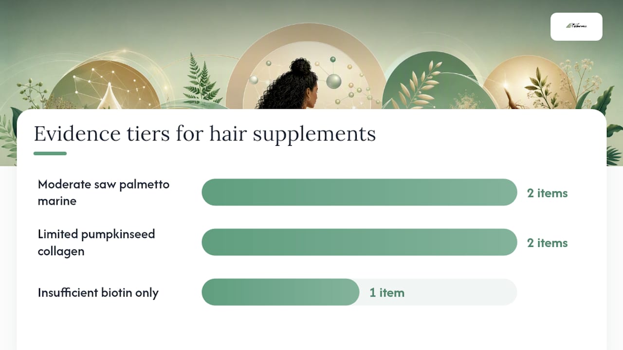 Diagramma che mostra i livelli di evidenza per gli integratori per capelli