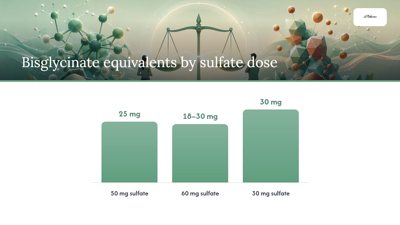 Diagramme de l'équivalence de dose de fer du bisglycinate et du sulfate ferreux