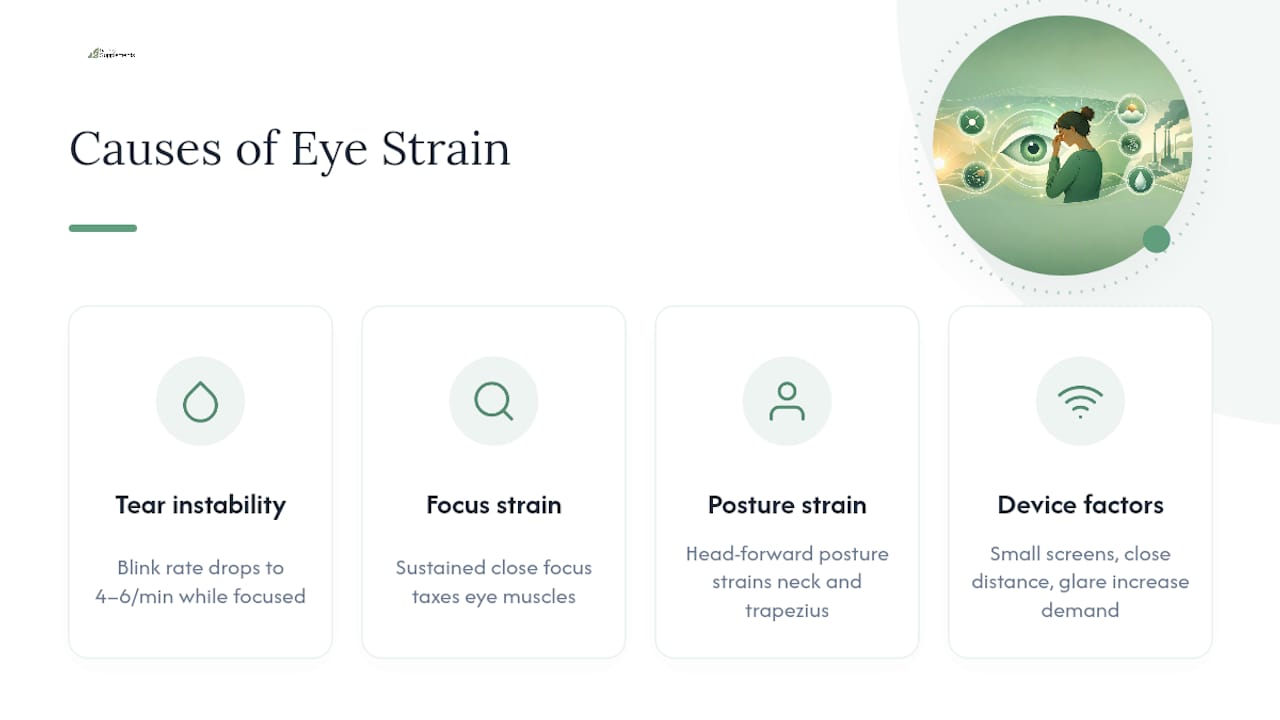 Diagram summarizing key causes of eye strain
