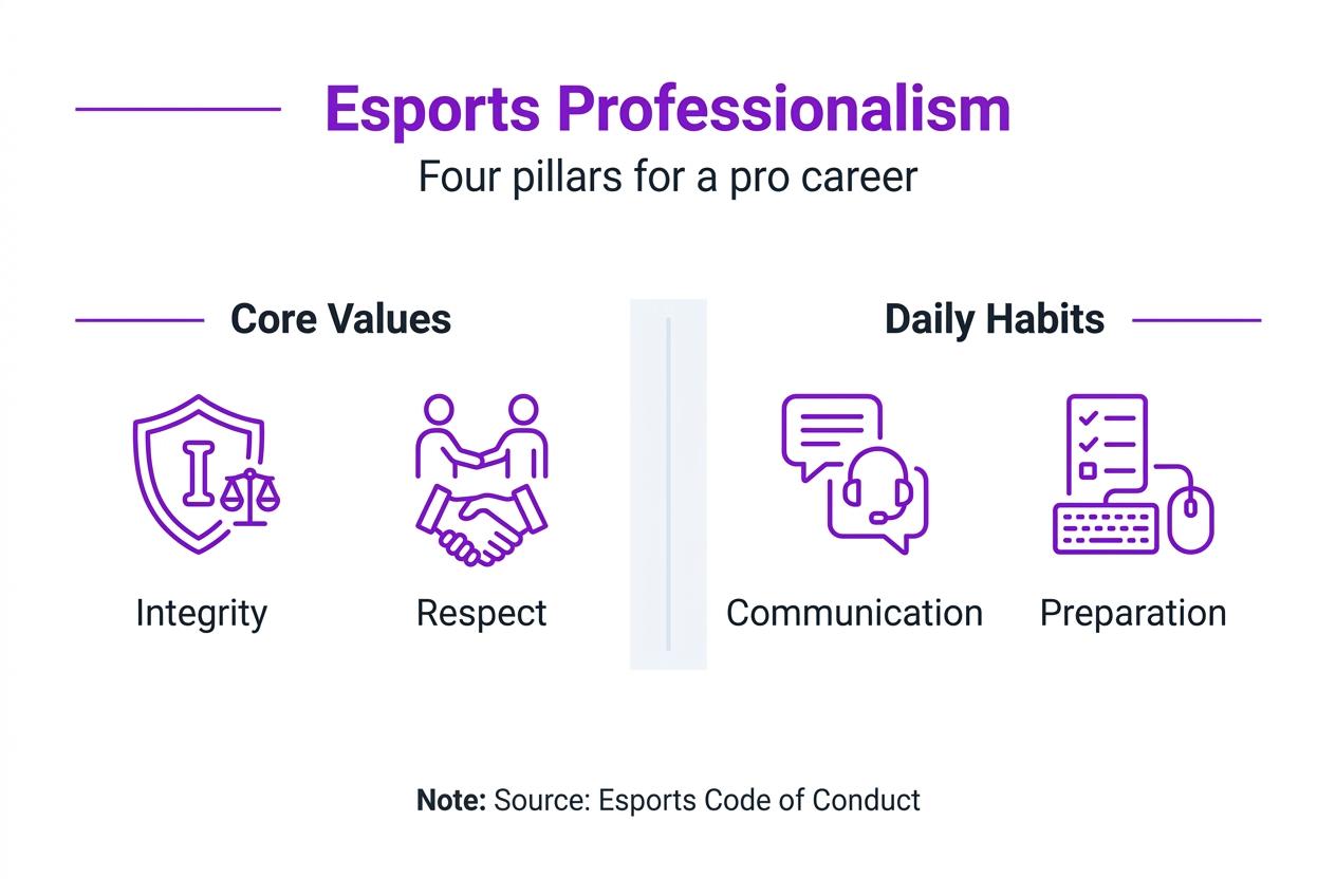 Infographic of professionalism pillars and daily habits