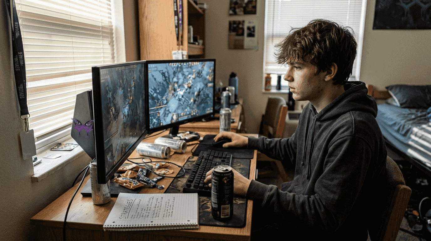 Teen practicing esports hand-eye skills at home