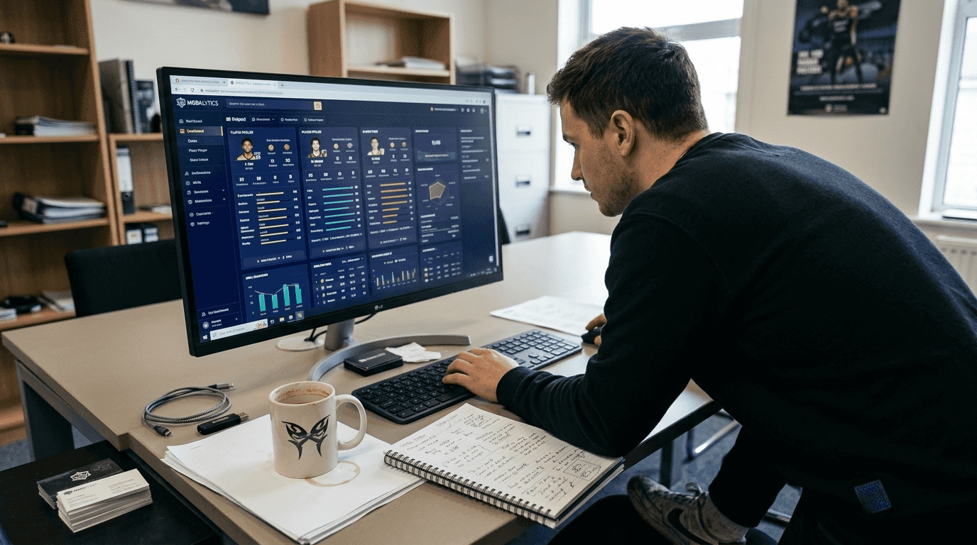Recruiter reviewing esports analytics dashboard