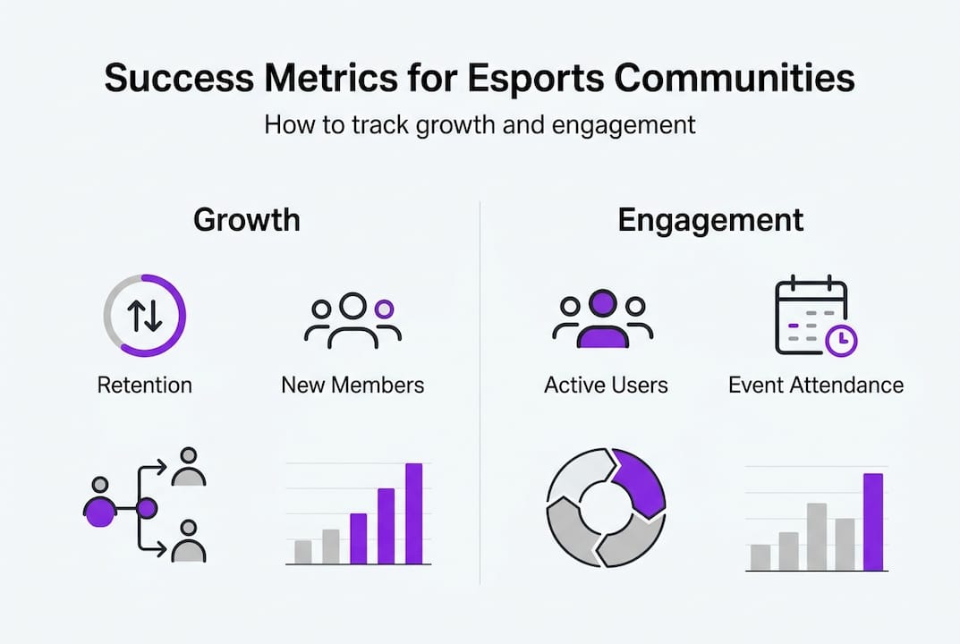 Infographic with esports community KPIs and metrics