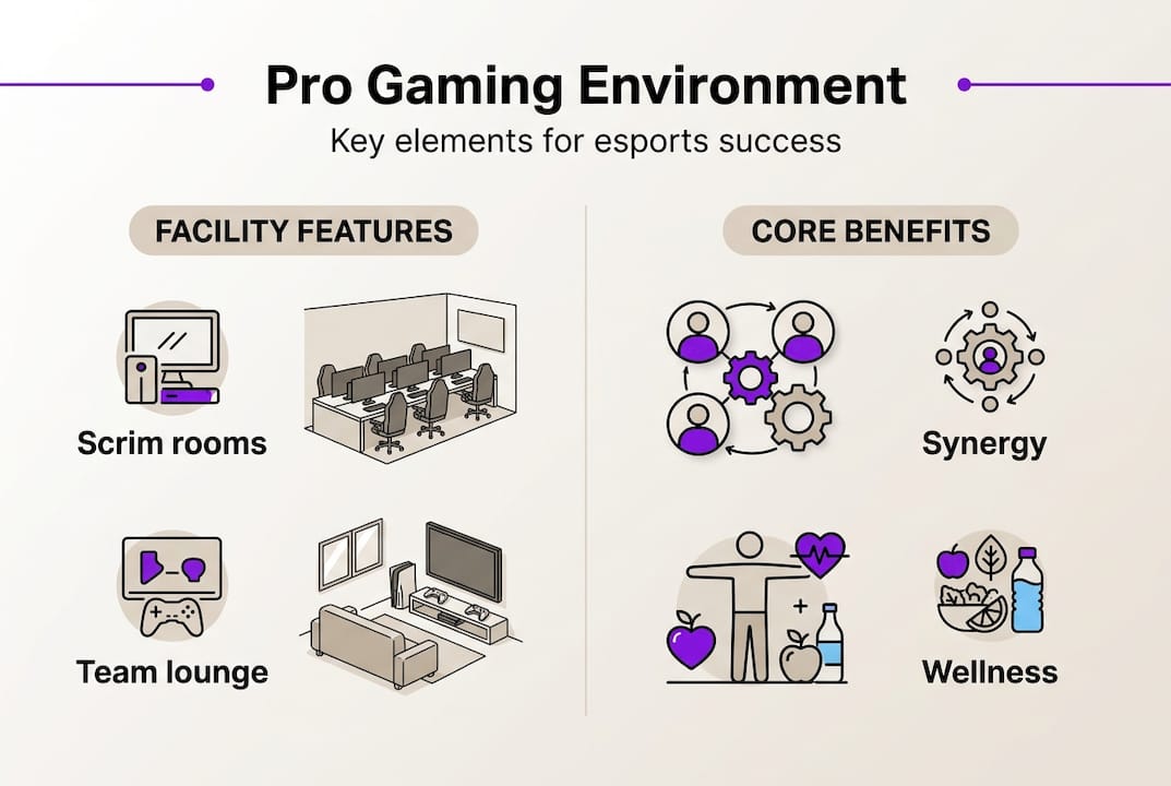 Infographic with features and benefits of pro gaming