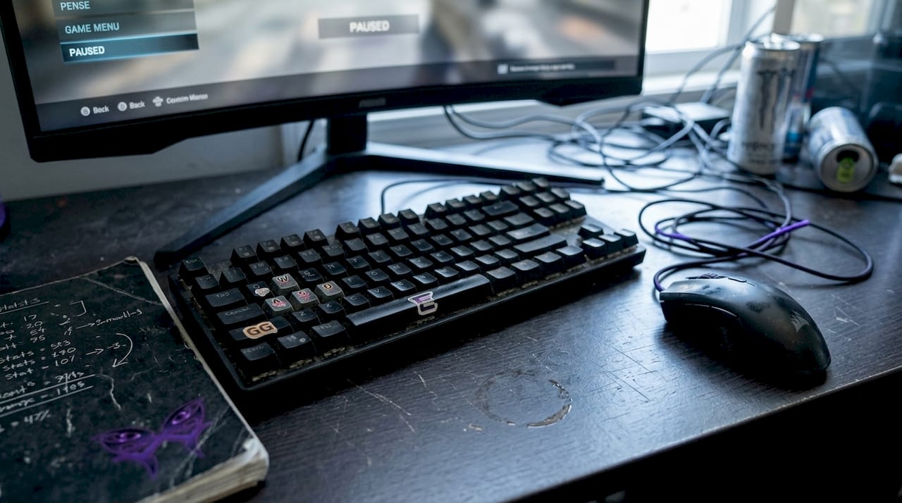 Close-up showing gaming gear details