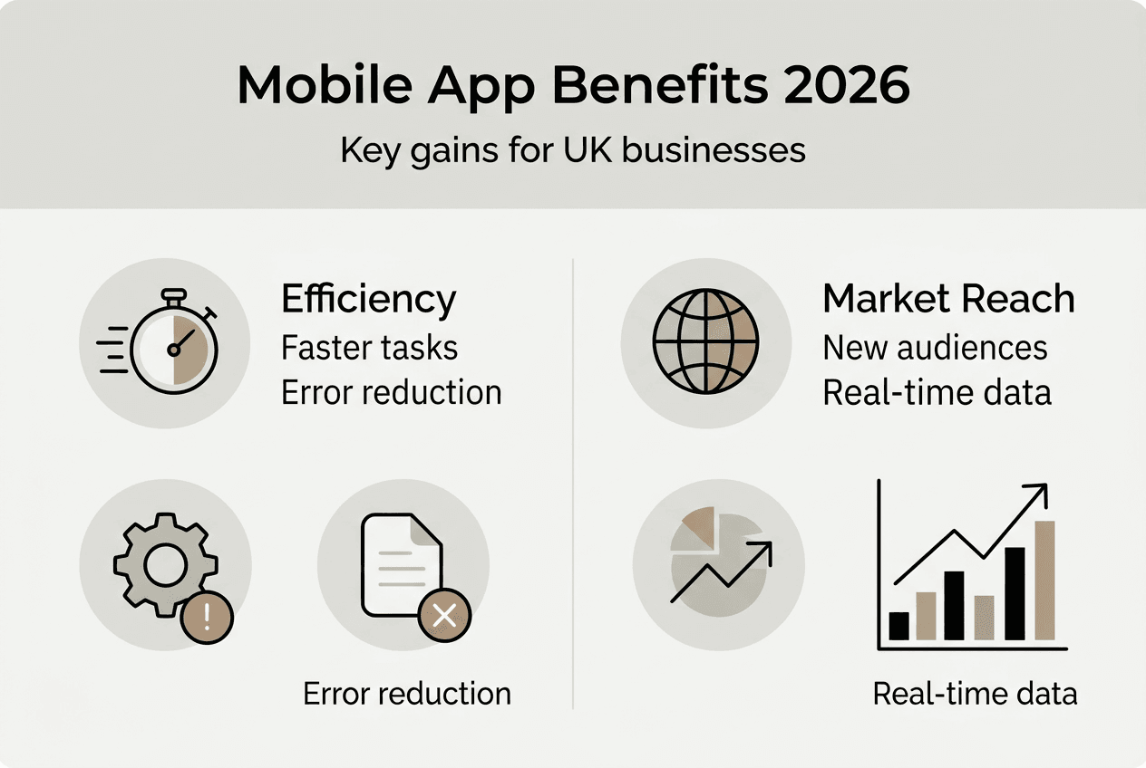 Infographic with benefits of mobile apps for UK business