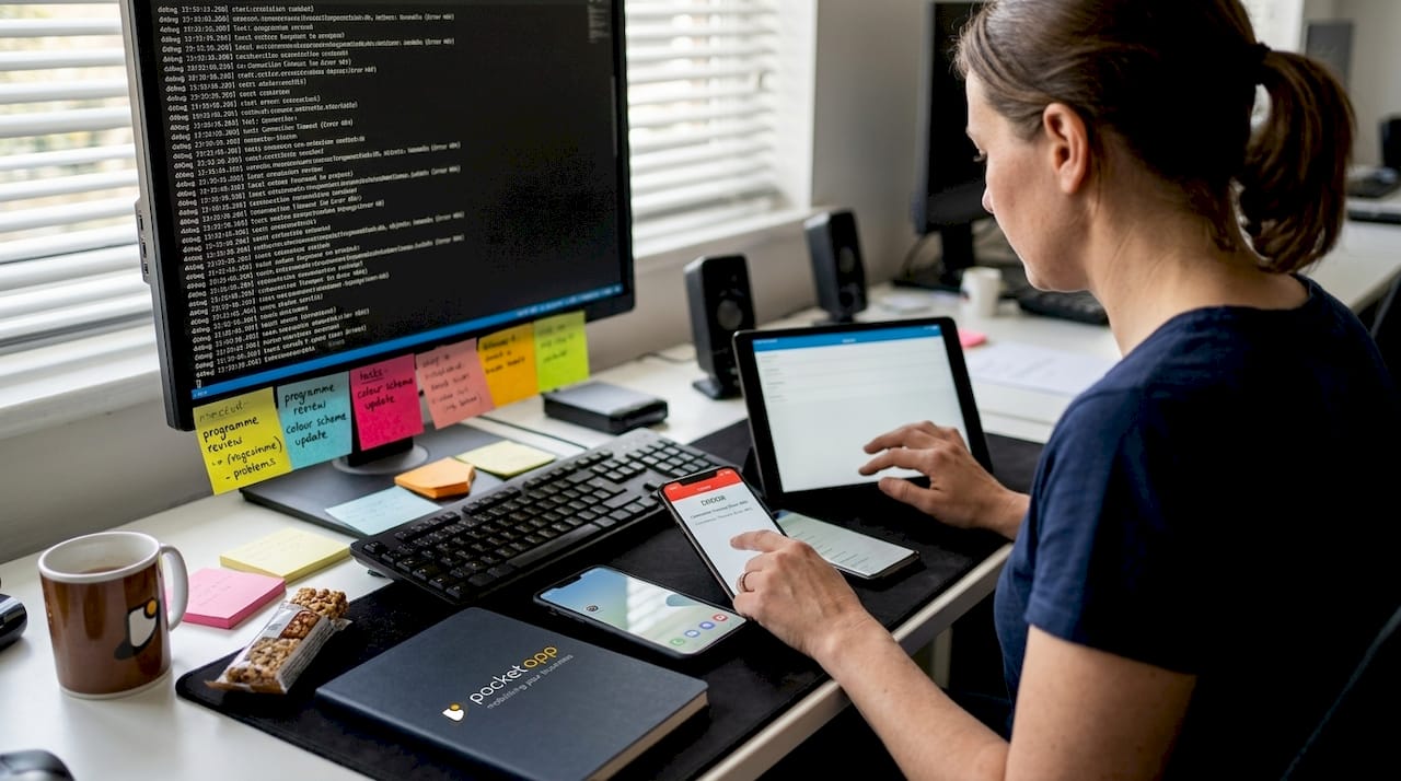 Developer tests app on multiple devices