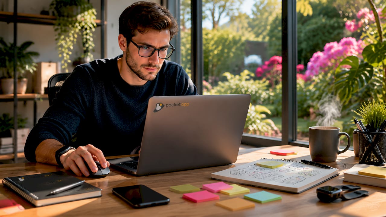 Developer working on Unity AR Foundation at desk