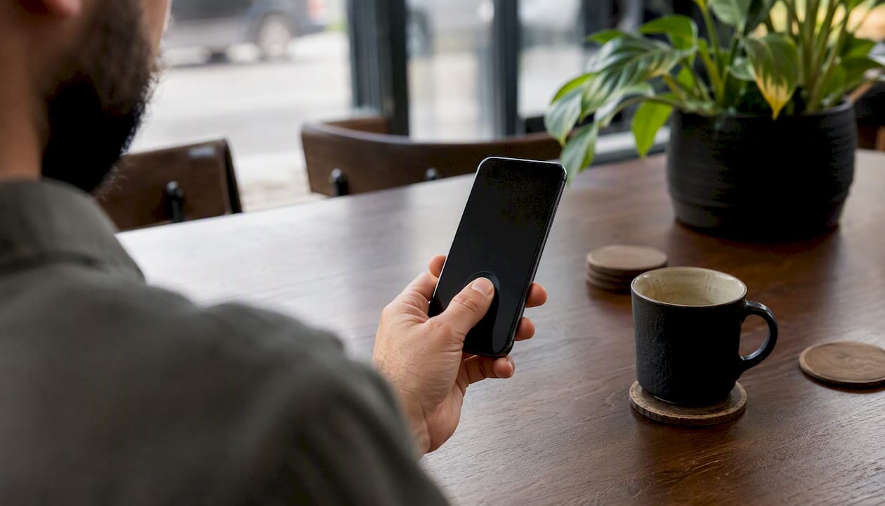 User verifying identity via fingerprint scanner
