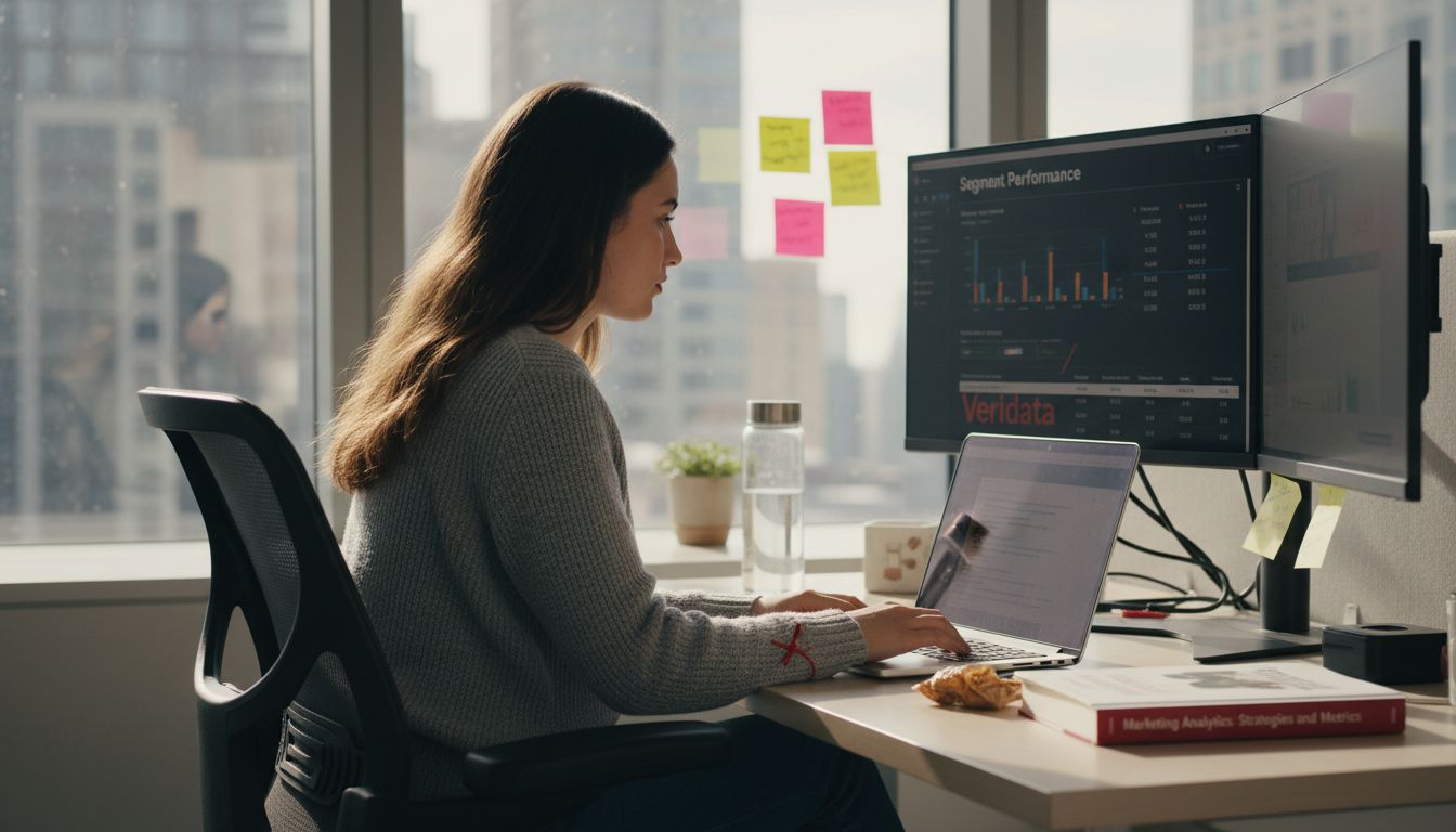 Analyst reviewing segmentation dashboard on monitor