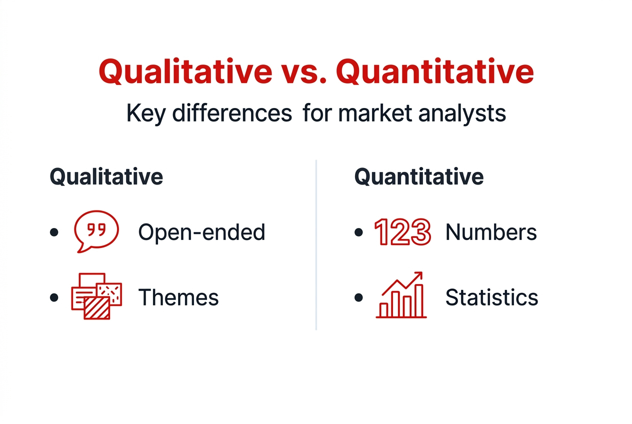 Infographic contrasting qualitative and quantitative research