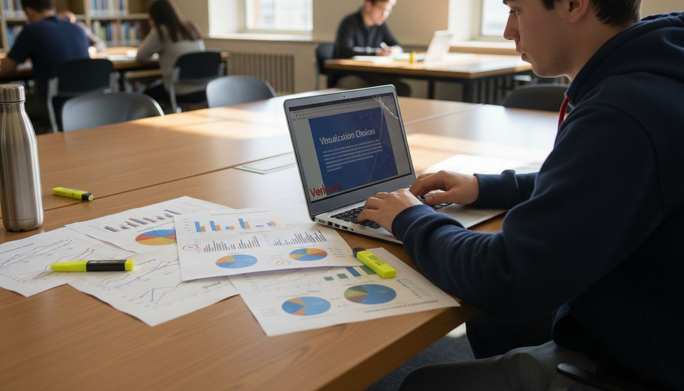 Student selecting charts for research visualization