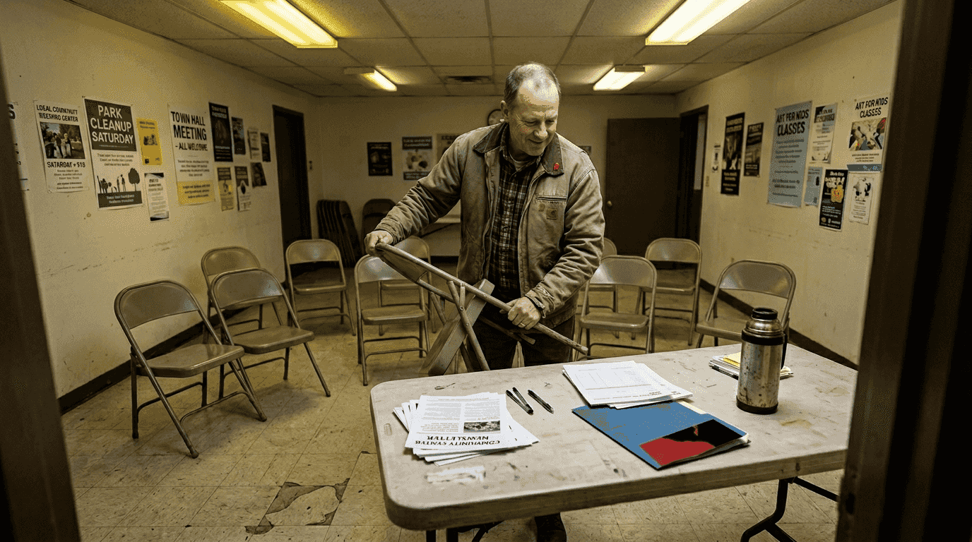 Facilitator preparing focus group in community room