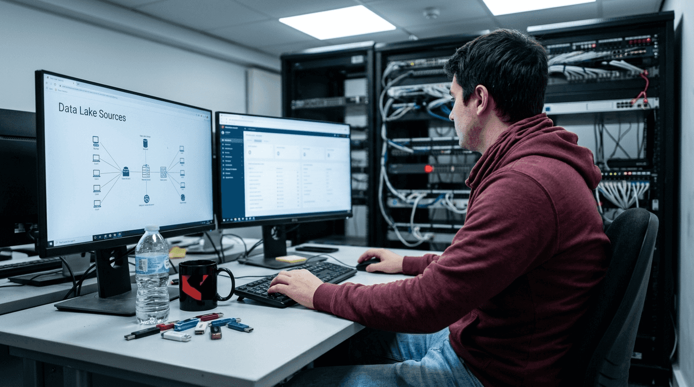 IT specialist monitoring marketing data lake