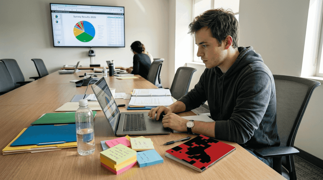 Survey data review in messy workspace