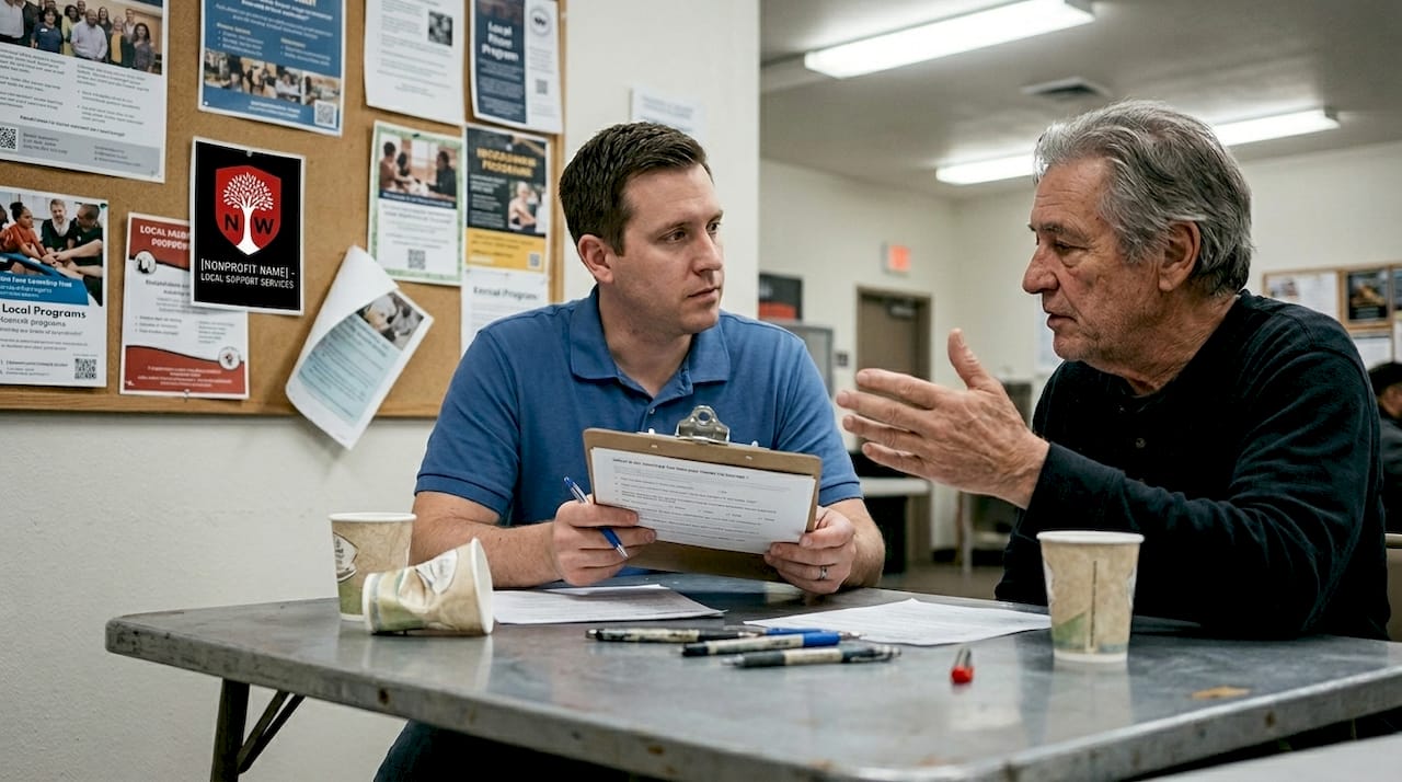 Survey interview between nonprofit staff and community member