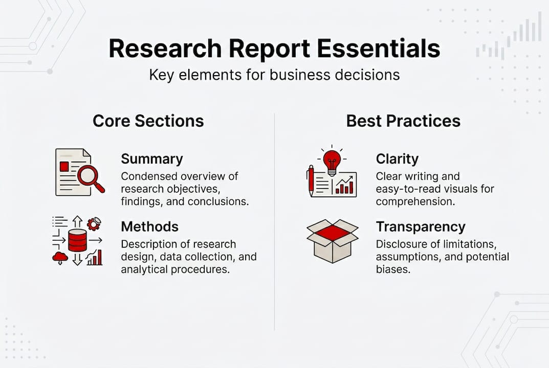 Infographic showing research reporting essentials