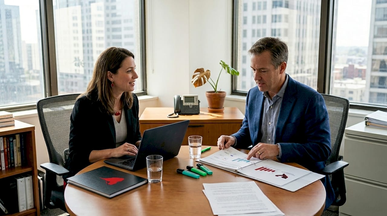 Business consultants in strategy meeting in office