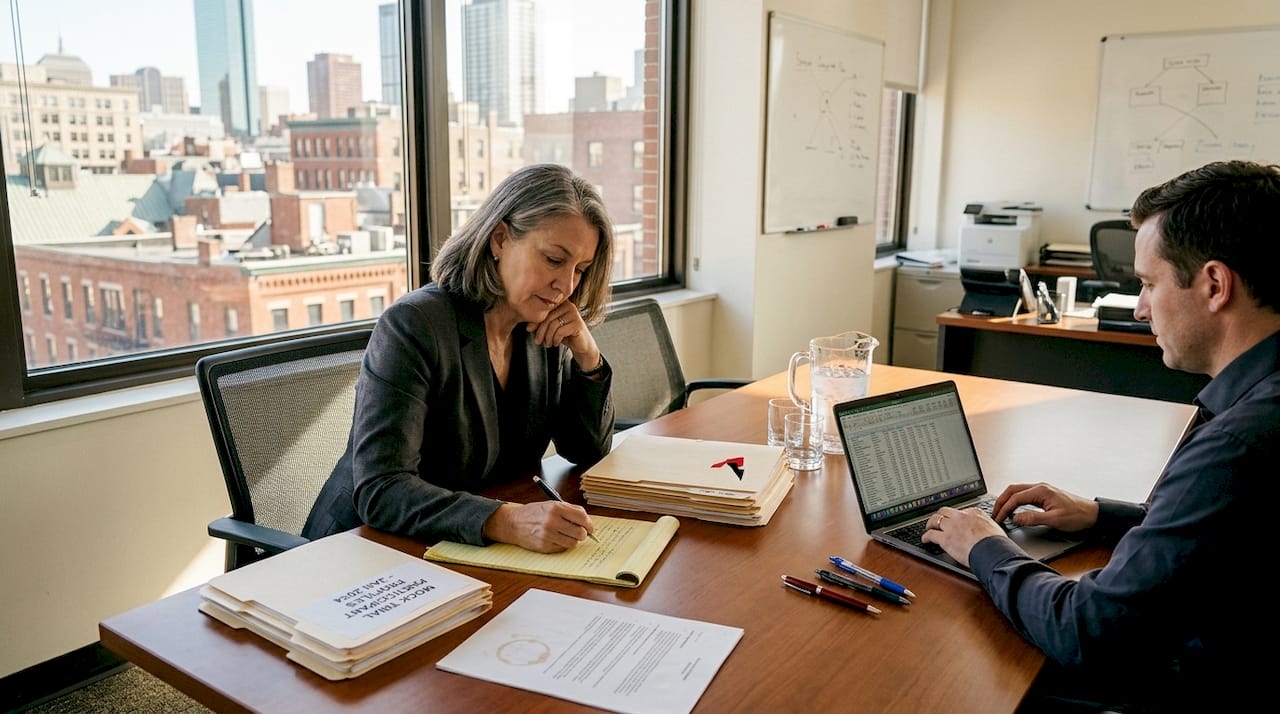 Legal analysts reviewing participant recruitment profiles