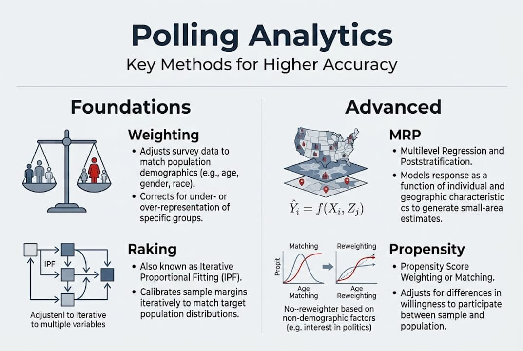 Infographic showing polling analytics techniques