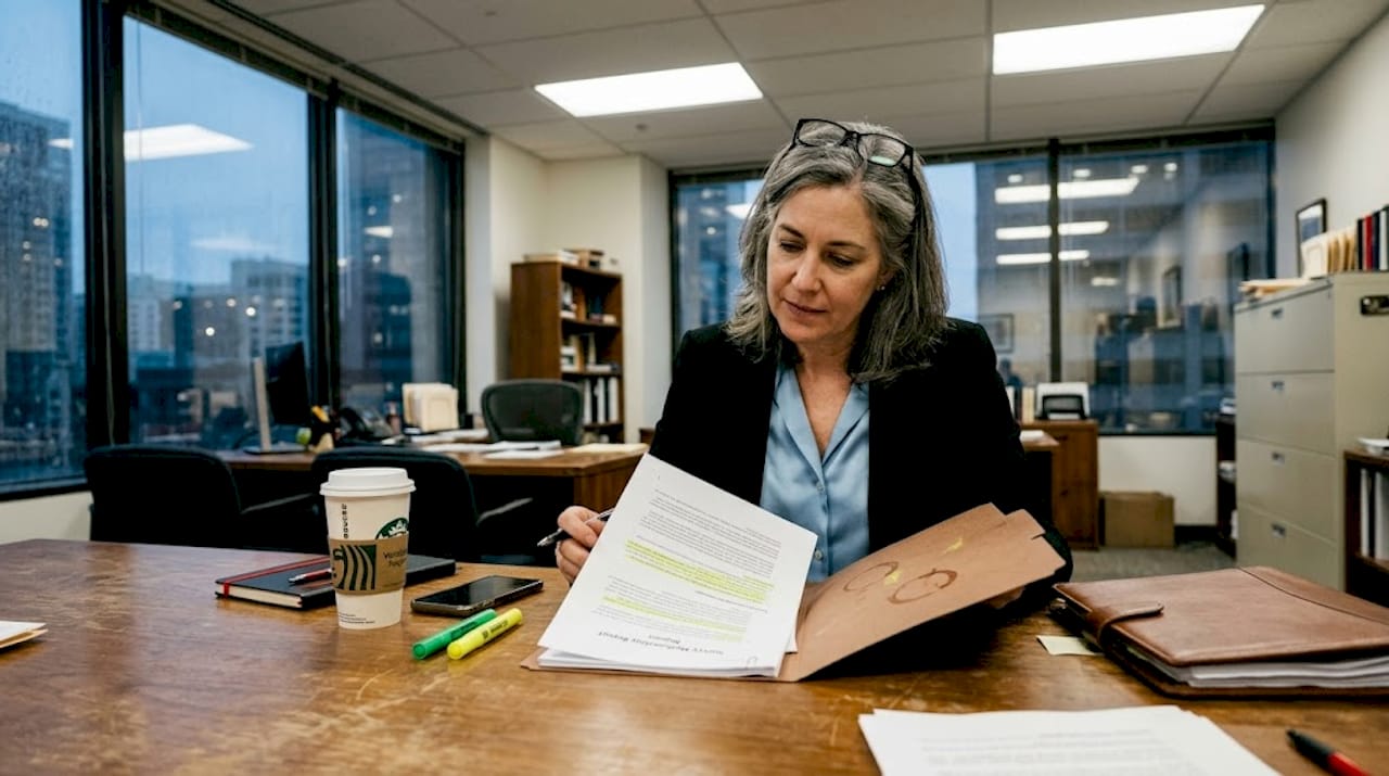 Lawyer reviewing survey methodology documents