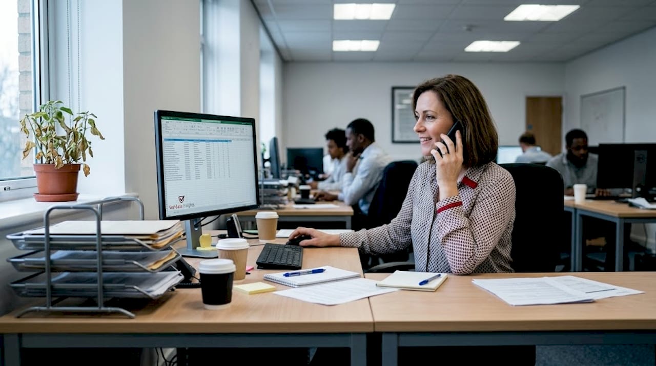 Recruiter making outreach calls at desk