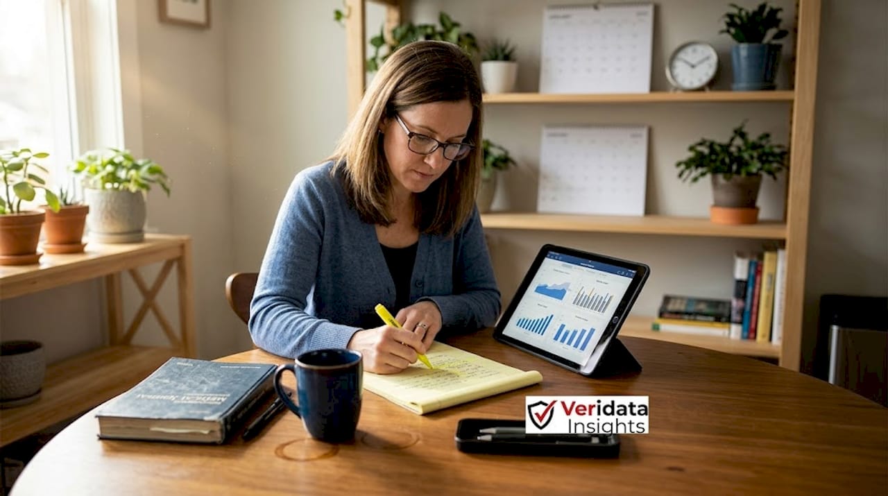 Pharma brand manager reviewing research insights