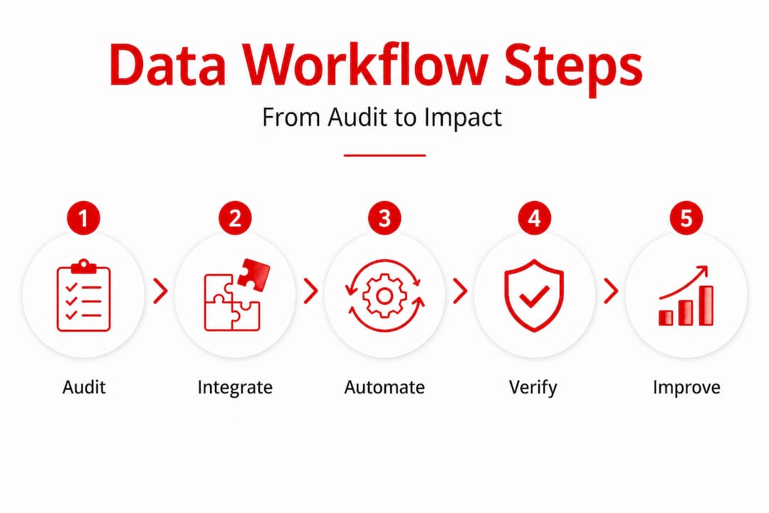 Infographic showing key steps in agency data workflow