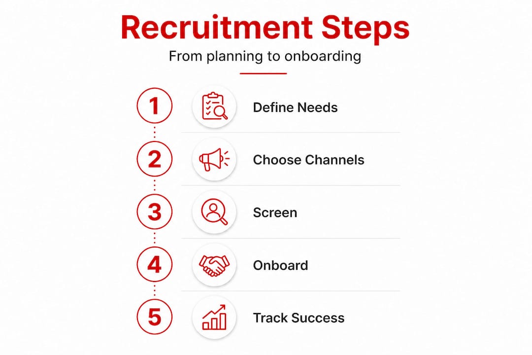 Infographic with step-by-step research recruitment stages