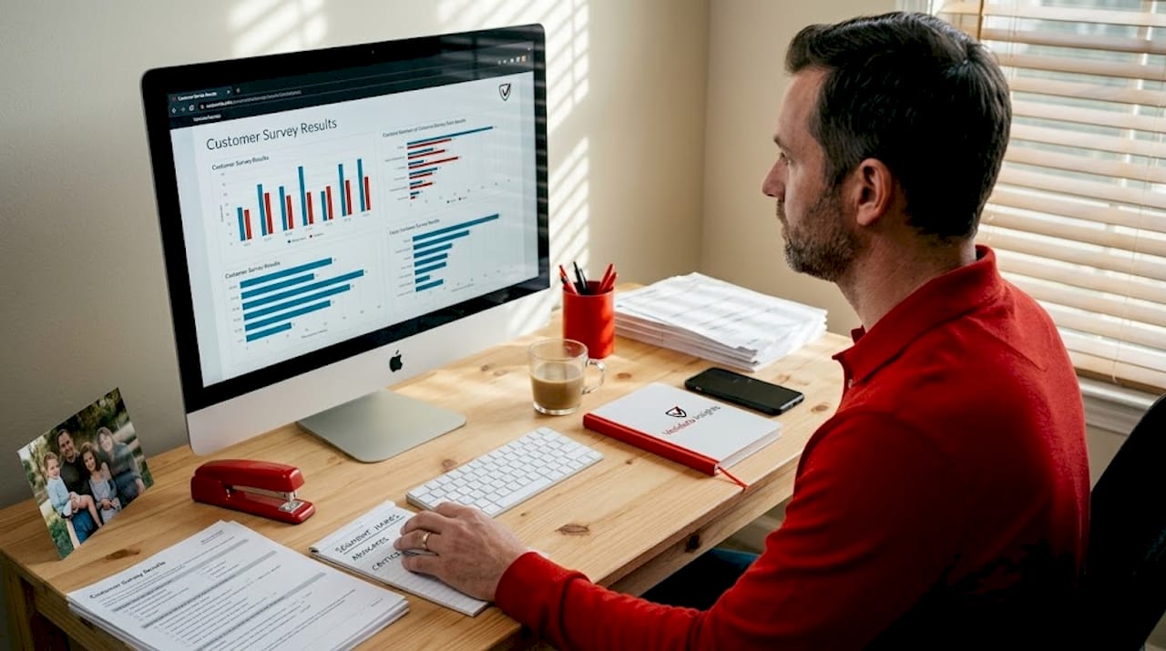 Brand manager analyzing feedback in home office