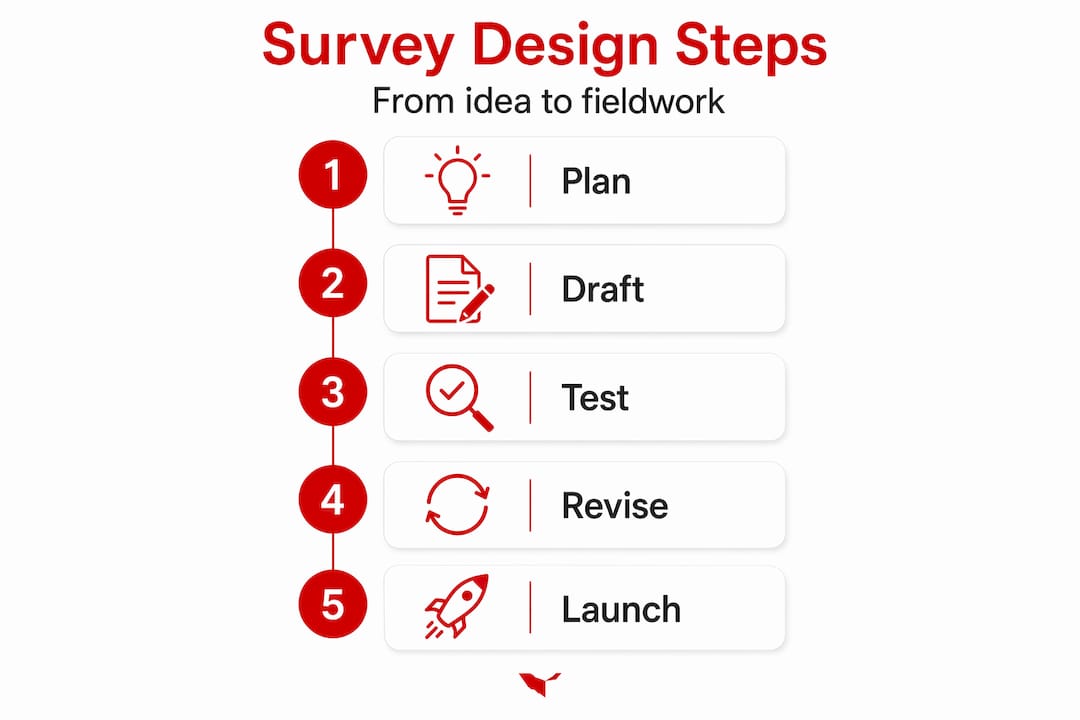 Infographic showing questionnaire steps from concept
