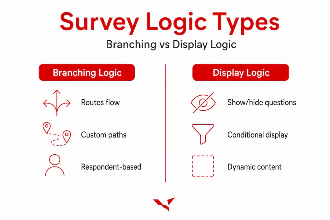 Infographic comparing branching and display logic