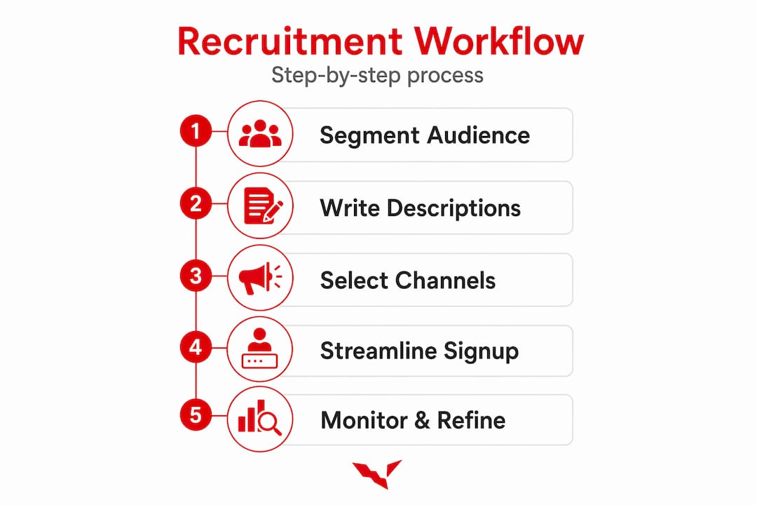 Infographic showing recruitment workflow steps