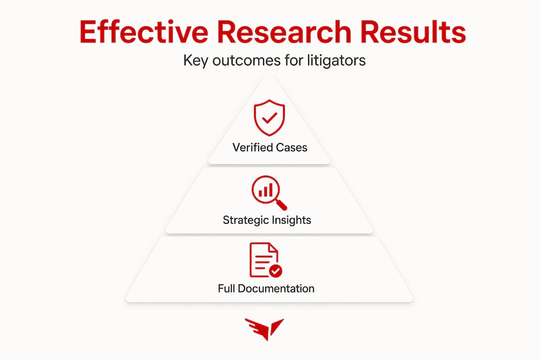 Hierarchy pyramid for litigation research results
