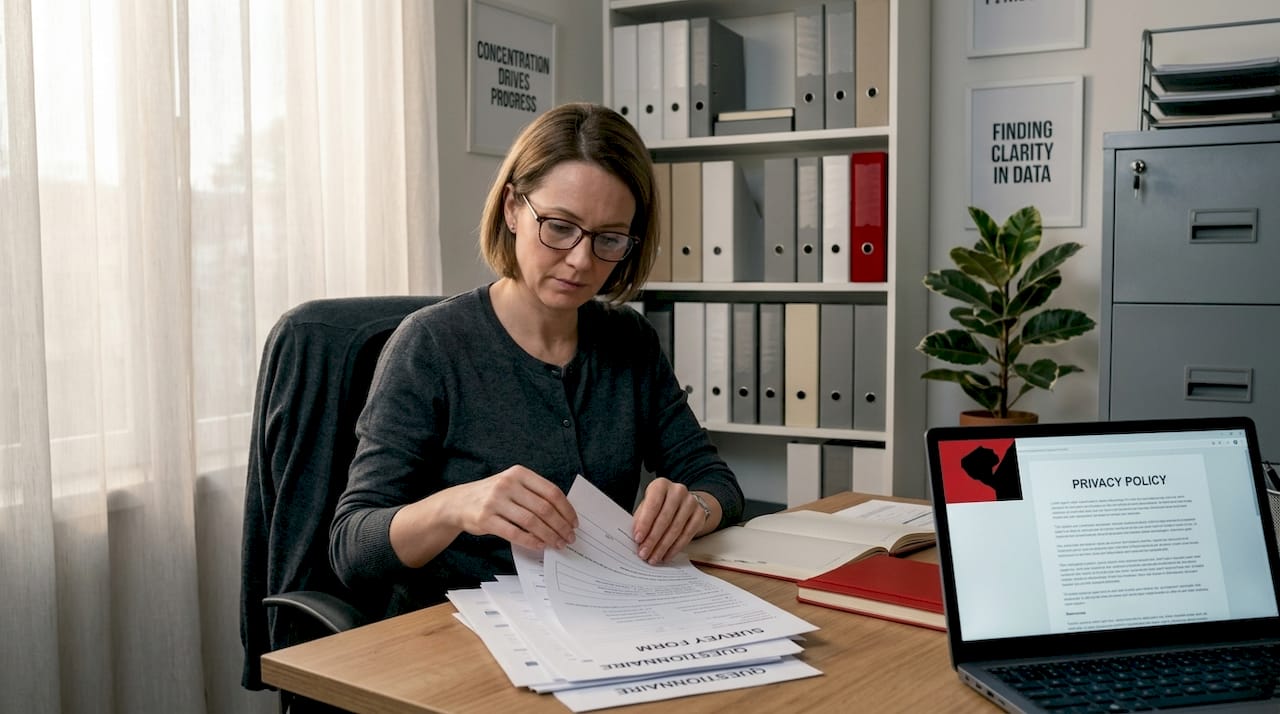 Researcher organizing sensitive research data