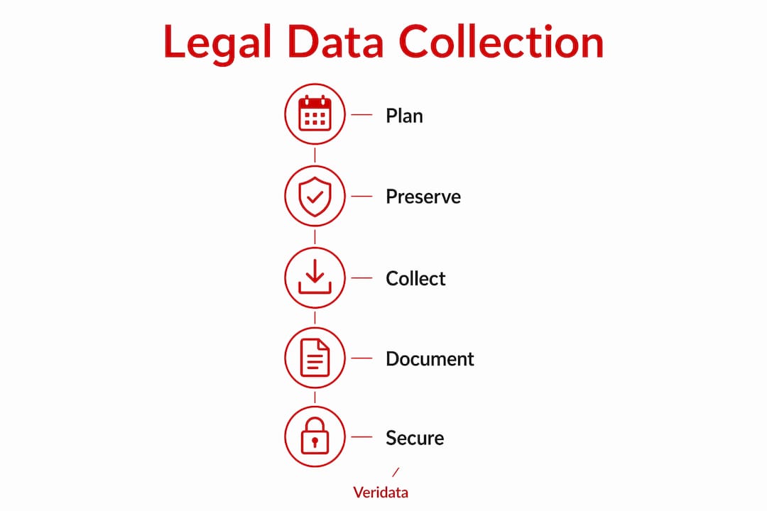 Infographic showing stepwise legal data collection process