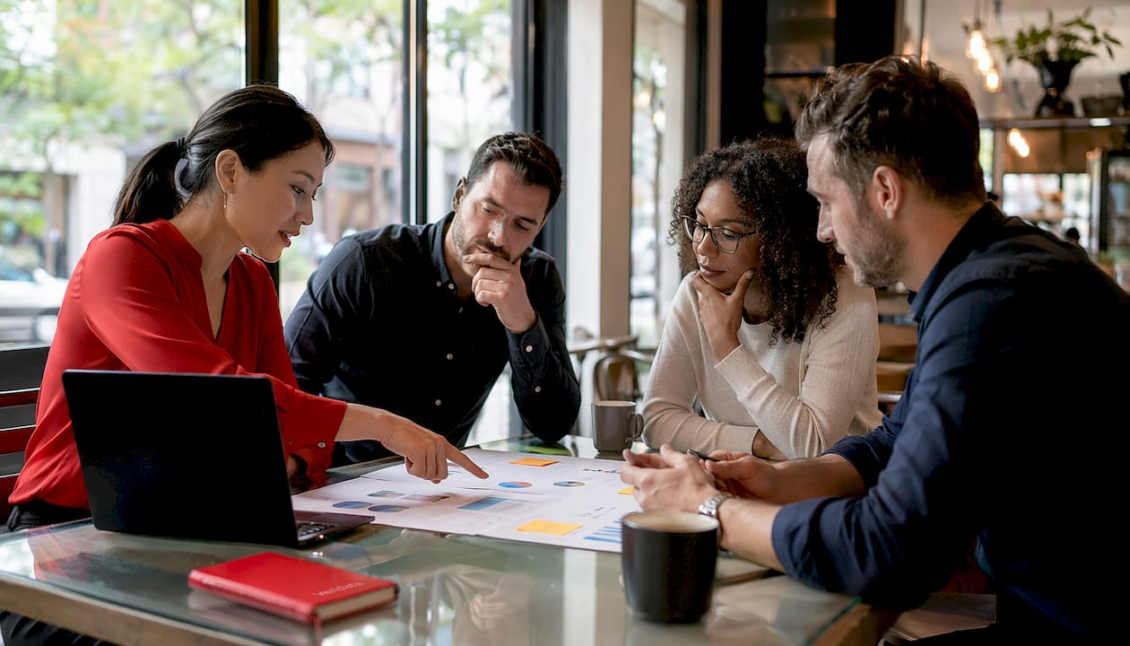 Team discussing B2B account-based marketing