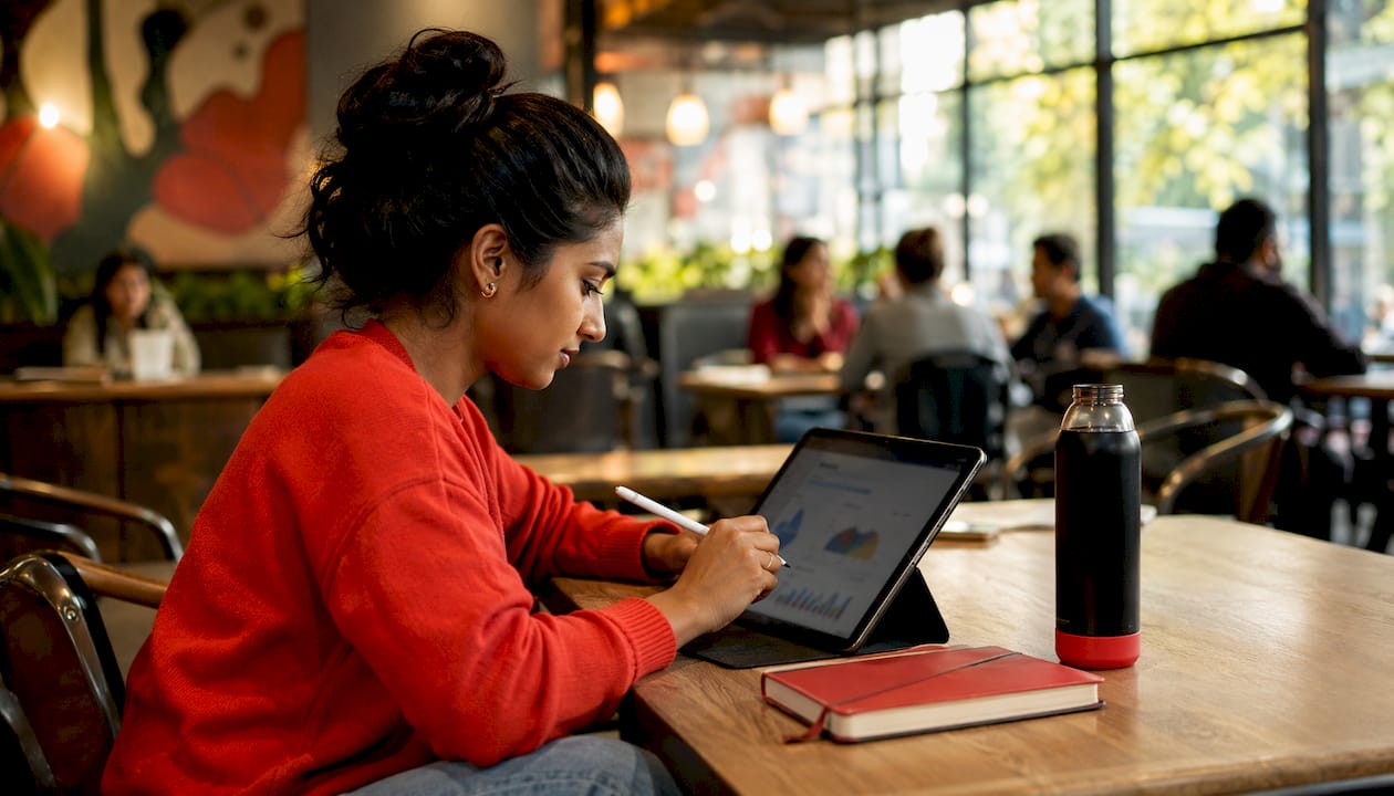 Hands using tablet for segmentation tools