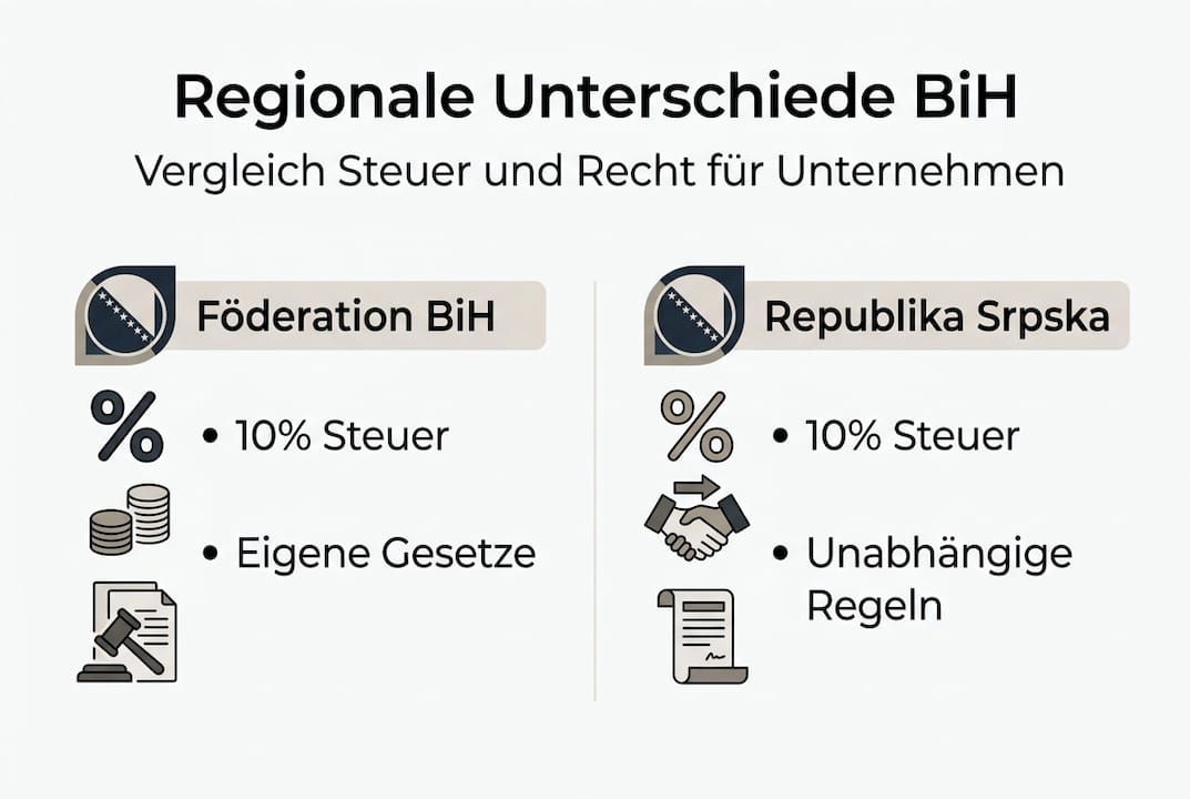 Infografik: Rechtliche und steuerliche Besonderheiten in den Regionen Bosniens