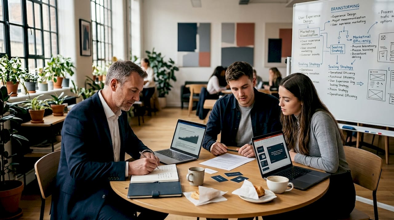 Mediator listens to entrepreneurs in startup workspace