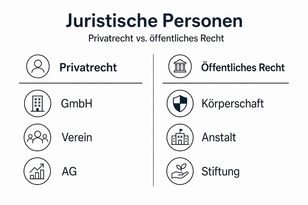 Grafische Übersicht: Unterschiede zwischen Privatrecht und öffentlichem Recht